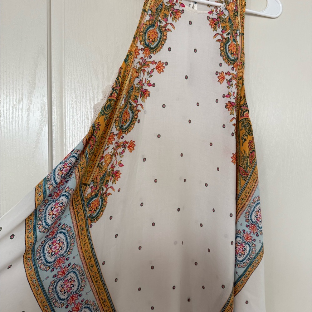 Free People White and Gold Patterned Maxi Dress